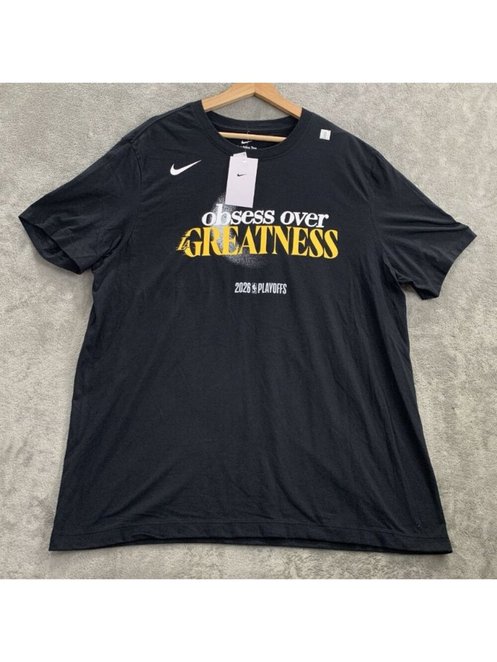 Nike Shirt Men XL Los Angeles Lakers Black Obsess Over Greatness 2026 Playoffs